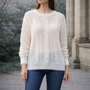 Hugo Boss Mohair Wool Sweater Made in Italy Cable Knit Ivory L NWT